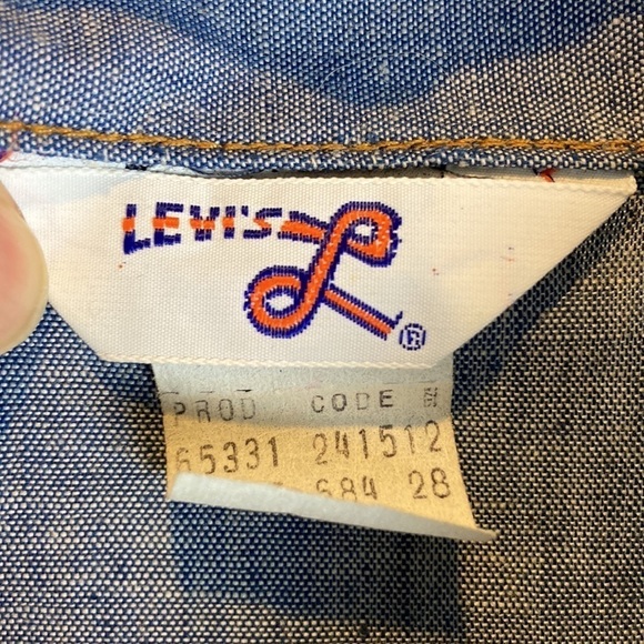 Levi’s Embroidered Chambray Shirt Vintage 70s S Hippie Western Cowboy Rockabilly - Picture 2 of 16